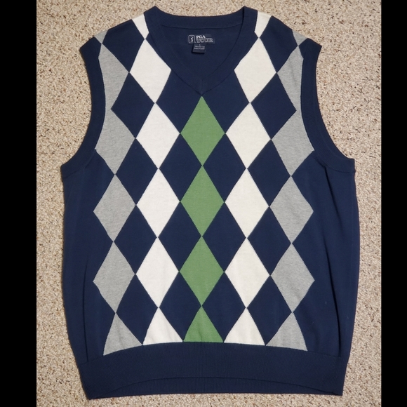 Pga Tour Golf Sweater Vest Argyle 